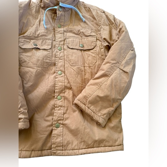 Men’s open Trail tan full quilted jacket with front snaps & hood. Size Medium - Picture 3 of 9
